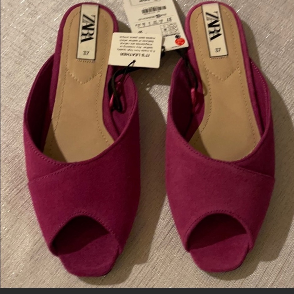 Zara Purple Opened Toe Mules 37